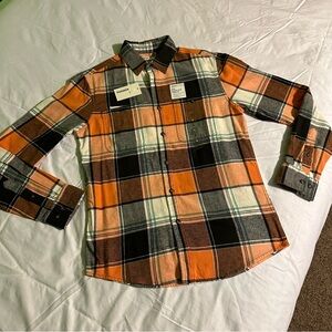 Sonoma Men's Orange and Black Plaid Shirt